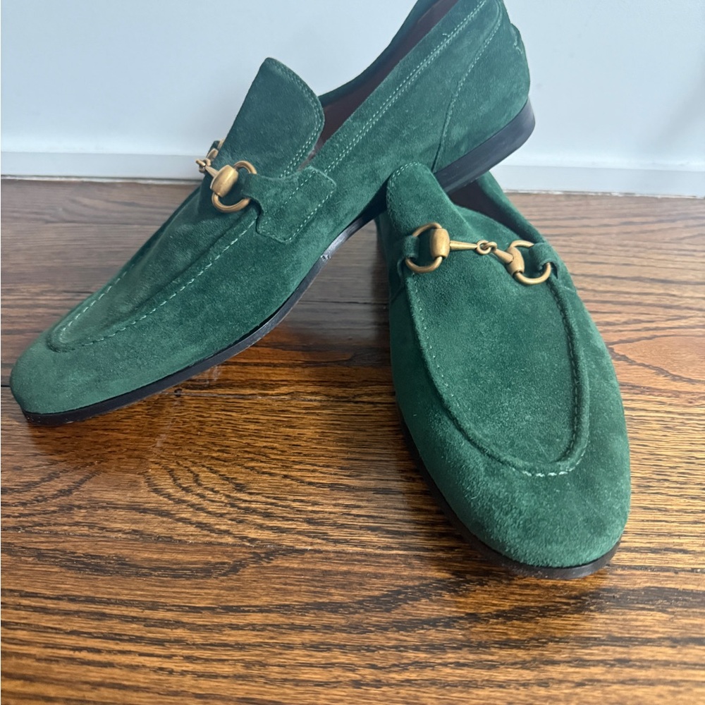 $1,090 Gucci Green Suede Loafers men’s 9 - Picture 10 of 12